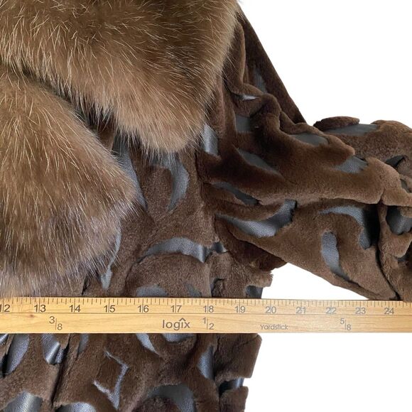 Vintage Sable Mink Fur Coat Full Length Women M Brown Belted Leather Luxury - Picture 6 of 15